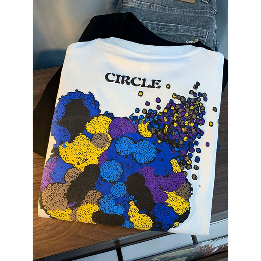 Qianji (Qianji) Herren Top 2024 Sommer Neues Kurzarm T-Shirt Herren Trendy Brand Chinese Style Print Design T-Shirt Round Neck Männerstil Weiß [JSW9905#] M für Gewicht 90-100jin [Jin gleich 0,5 kg] geeignet.