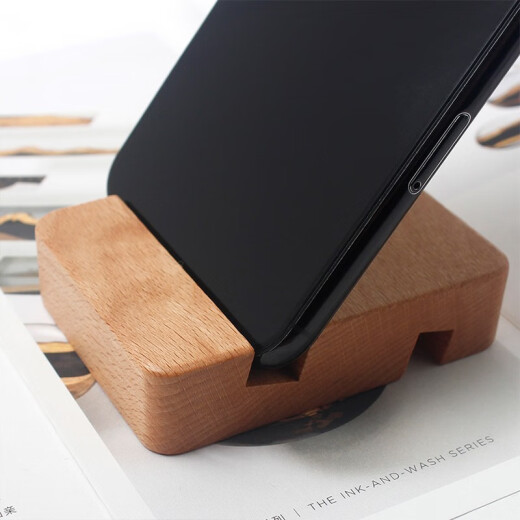 Jinwu is suitable for mobile phone stand desktop wood simple portable small cute creative portable simple wooden base solid wood ornaments black walnut double slot 80*60*20mm