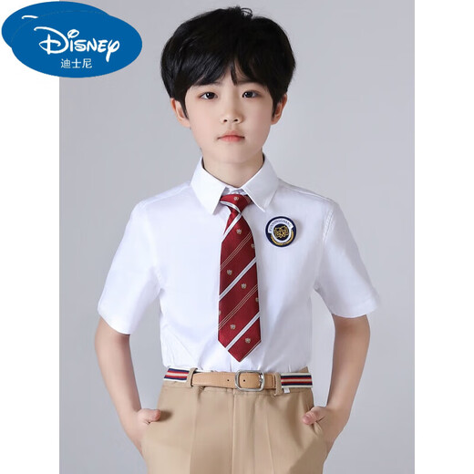 G.duck boys short-sleeved white shirt summer thin children's performance host chorus white shirt primary school uniform dress white cotton short-sleeved + black tie 110 recommended height 100-110cm (3-4 years old)