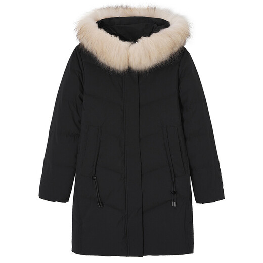 Flying in the Snow Autumn and Winter Large Fur Collar Down Jacket Women's Mid-Length Fashion Korean Style Casual Down Jacket Thick Warm Jacket Trendy X00140010 Black 155/80A Flying in the Snow Autumn and Winter Large Fur Collar Down Jacket Women's Mid-Length Fashion Korean Style Casual Down Jacket Thick Warm Jacket Trendy X00140010 Black 155/80A