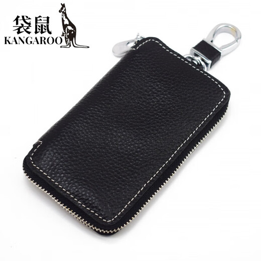 Kangaroo (KANGAROO) new hand-made inner and outer first-layer cowhide key bag household multi-functional card bag storage key bag genuine leather men's burgundy