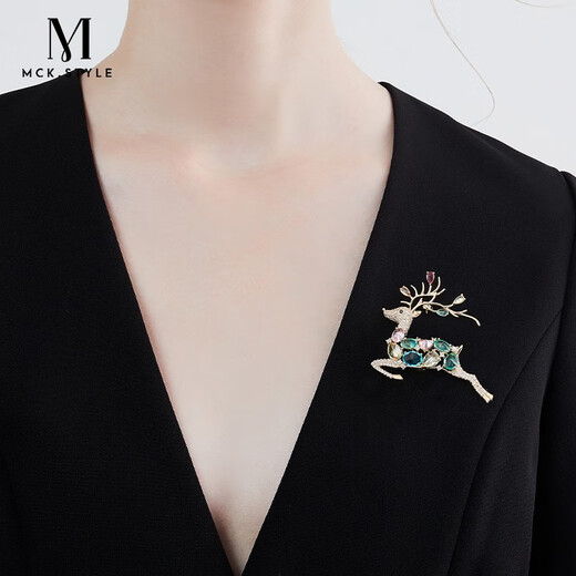 Mck shining colorful zirconium deer brooch high-end women's suit coat corsage pin accessories Chinese Valentine's Day gift