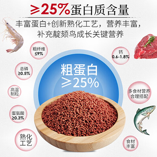 Kaiyuan (KO) full price indigo chin bird food fine point chin pellet feed red and blue indigo chin red dot chin shell bird food feed 250g indigo chin bird food