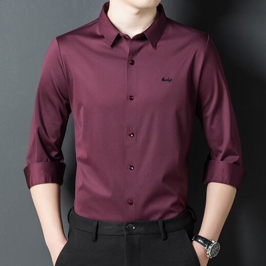 St. Zoline's son, daughter, wedding, father's shirt, burgundy striped men's long-sleeved wedding dress, bride's dress, happy father-in-law red 7807 170/92A115-130Jin Jin is equal to 0.5 kg St. Zoline's son, daughter, wedding, father's shirt, burgundy striped men's long-sleeved wedding dress, bride's dress, happy father-in-law red 7807 170/92A115-130Jin Jin is equal to 0.5 kg