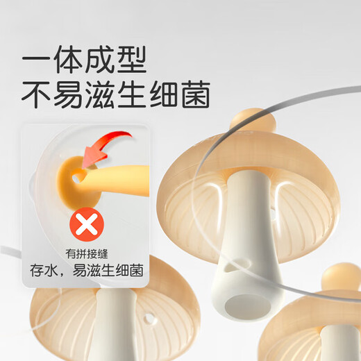 Shixi Small Mushroom Teether Baby Soothing Bite Chewable Oral Appetite Period 3-4-6 months and above baby anti-eating hand molar silicon stick Small Mushroom Teether Coral Orange 1 pack