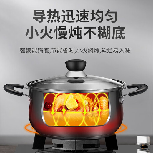 SUPOR soup pot thickened 304 stainless steel stew pot double-ear anti-scalding porridge and noodle pot gas induction cooker universal ST24H3