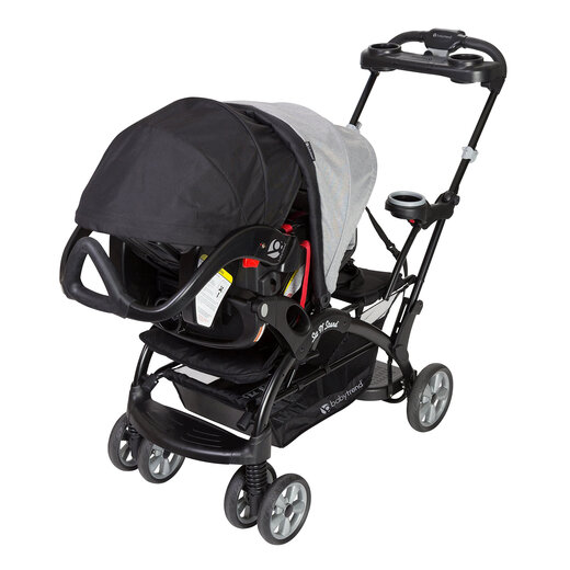 Baby trend two-seater stroller can sit or stand, 22.6kg load capacity, front and rear seat belts