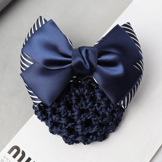 A cousin's professional hair net with flower net pocket hair cover hairpin flight attendant nurse bank hotel hair bow jewelry blue two-knot fine net