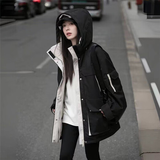 Yanlifen (yanlifen) down jacket women's winter cotton jacket 2025 new workwear thickened fashionable down jacket jacket black M recommended 105-125 Jin Jin equals 0.5 kg