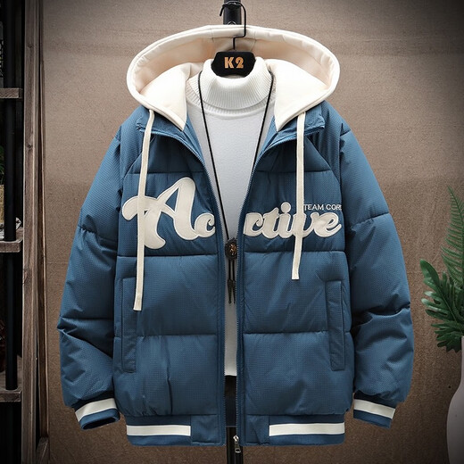 墨雨春冬季棉服12-15岁男孩初高中学生棉衣外套帅气潮流大童加厚棉袄潮 6627白色(加厚保暖) 均码 m 80-100斤左右