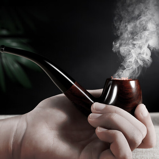 Genuine (ZOBO) ebony handmade pipe filter cigarette holder solid wood old-fashioned bent pipe gift box gift for men and elders