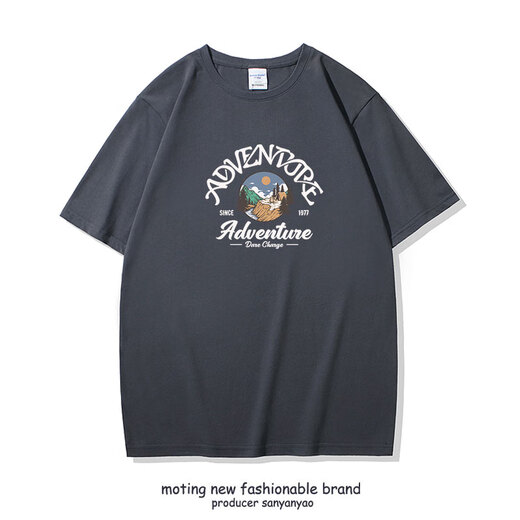 MOTING 2024 Sommer American Trend Ins kurzärmeliges T-Shirt für Männer vielseitige lose Baumwollrunde Hals Trendy Marke Halbärmelig T-Shirt Weiß T 3884 m Höhe 168-175 Gewicht 110-130