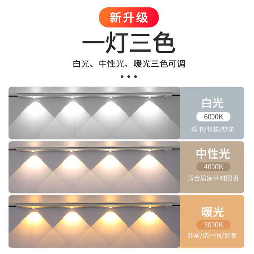智特（ZT）人体感应灯带智能酒柜一灯三色玄关进门感应灯无线LED充电猫眼灯 60CM【常亮+人体感应+调光色】