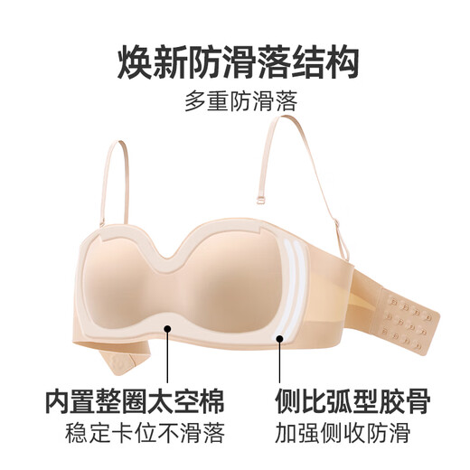 Ya (HSIA) Xiao Nian Gao Ya strapless bra for women summer non-slip tube top seamless no wire bra bra wraps the breasts and beautiful back thin black with detachable shoulder straps S