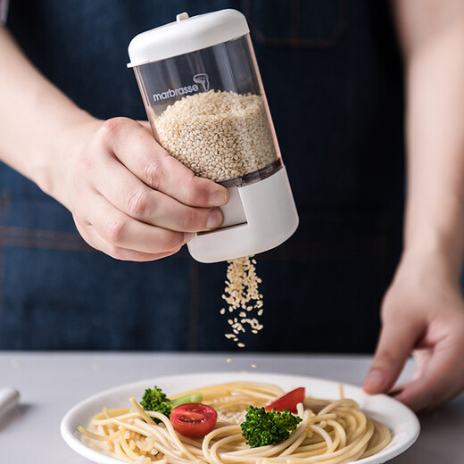 Home KATEI STORY Japanese metered seasoning box push-type seasoning bottle rotating seal household portable outdoor barbecue kitchen seasoning 2 seasoning bottles + base set