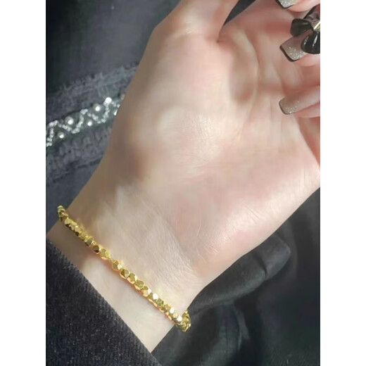 Jianyingsi 24k gold color sugar cube bracelet for women 9999 plain gold bouncy bracelet shiny sand gold broken gold 18K gold plated broken gold bracelet