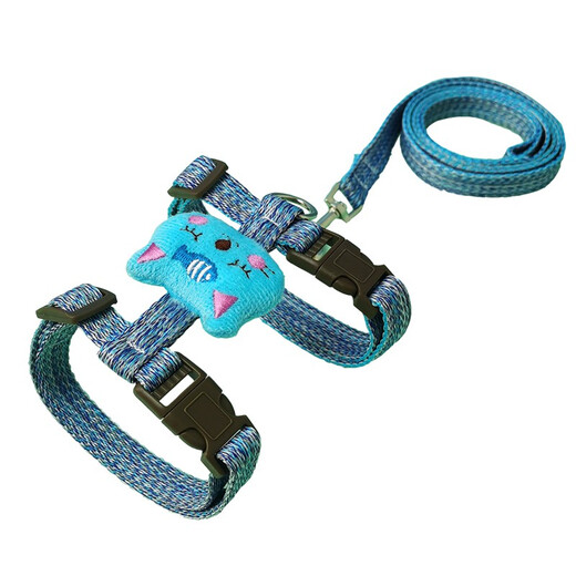 Kangbeini cat rope traction rope I-shaped cat harness to prevent breakaway kitten and adult cat walking rope cat supplies blue S small size/1-6Jin Jin equal to 0.5kg for cats