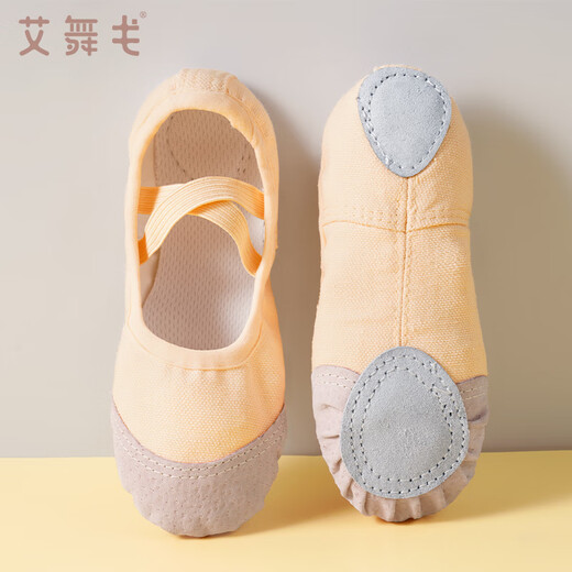 Aiwugo lace-free dance shoes soft sole wear-resistant performance training shoes for children and girls dance ballet shoes flesh color 31