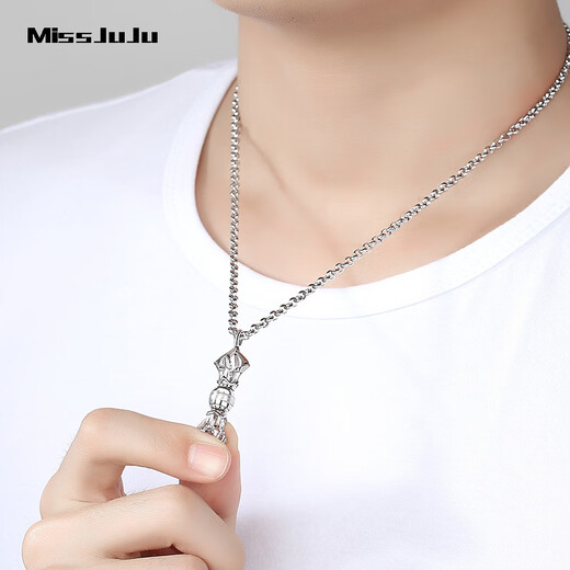 Miss JuJu pt950 platinum pendant, domineering vajra men's platinum pendant, can be separated into two ways to wear, personalized pendant, weighs 12-13g + comes with black leather rope
