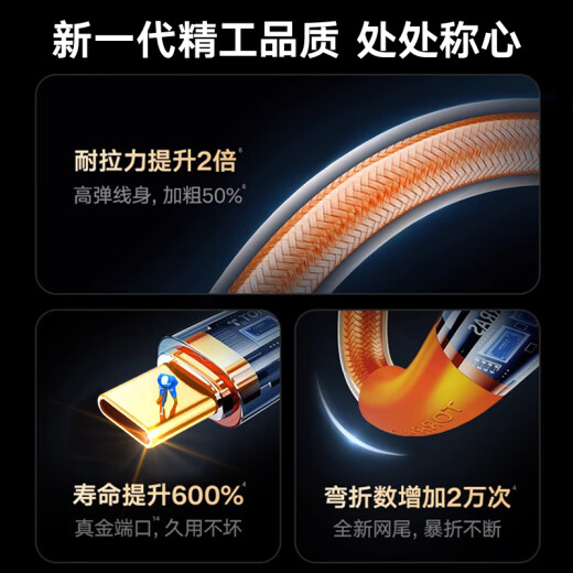 Tulas charging cable 30W fast charging data cable is suitable for Apple 15iPhone15ProMax mobile phone 14131211XXR car dual Type-C to Lightning cable [dual TypeC port] Lucky Orange (1.68 meters)