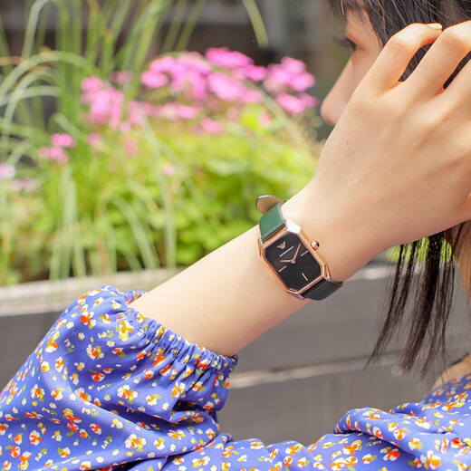 EMPORIO ARMANI Armani watch women's square small green watch brand business quartz watch Chinese Valentine's Day gift for girlfriend Retro small green watch AR11149