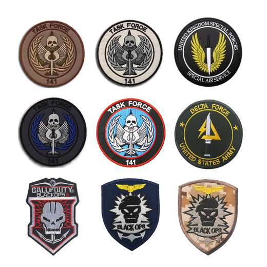 Punisher TactK TF 141 Task Force COD morale badge military fan embroidered Velcro armband backpack sticker identification badge mud color