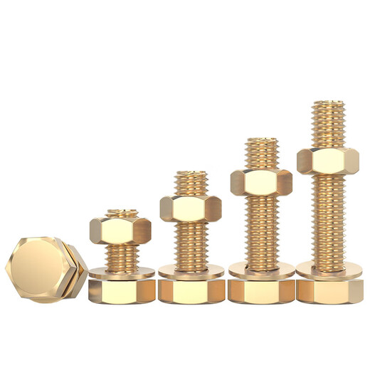 Fengji national standard pure copper full brass screw flat washer nut set external hexagonal bolt combination 4M5M6M8M10M12M16 M4*20-30 set