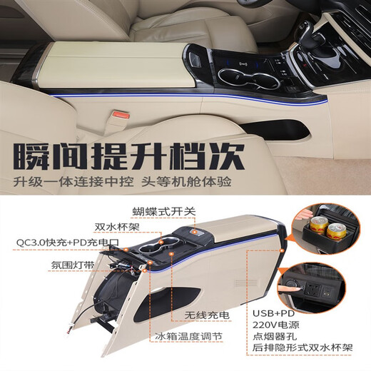 Case de pasamanos Shifanqi Buick GL8 con refrigerador de automóvil Fishad Fish es Luzun GL8 Handheld Box Accesorios de modificación 653t Buick GL8 Zhuoya Gray [Buick Gl8/2000-2023 comprimido