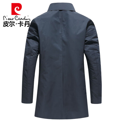 Pierre Cardin 2026, новая осенняя ветровка, мужская деловая повседневная ветровка средней длины с лацканами среднего возраста, простое и универсальное весенне-осеннее пальто синего цвета 190/XXXL