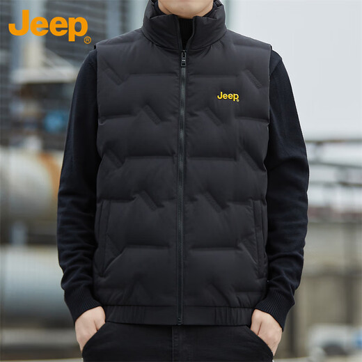 Jeep (JEEP) Down Vest Men's Winter Thickened Warm Jacket Men's Casual Vest Clothes Men's Black 3XL