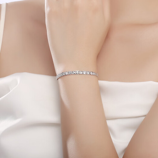 Yuan Shengfu's new PT950 shiny square rice-shaped platinum bracelet, fashionable platinum bracelet for women, 6.84g, length 17-19CM