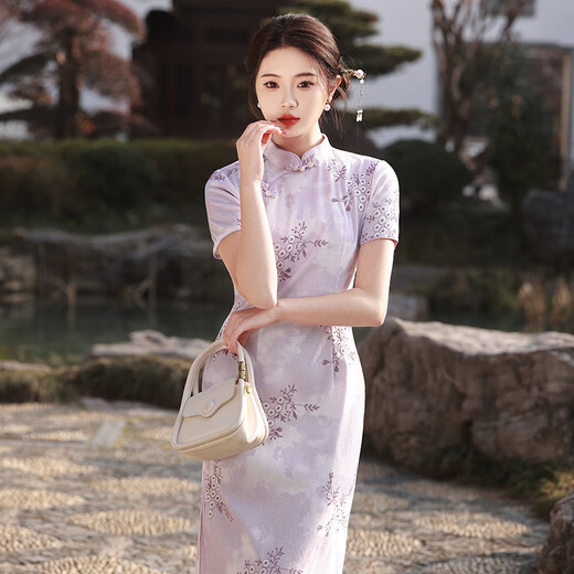 NUKM时尚旗袍中国风长款年轻2025夏季新款修身优雅少女复古改良连衣裙 6629绿色 S