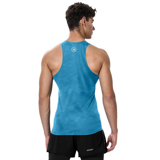 AlenBotun marathon running vest sports track and field training clothing quick-drying clothing men's summer fitness clothing T-shirt equipment top [ice silk quick-drying] - Blue L