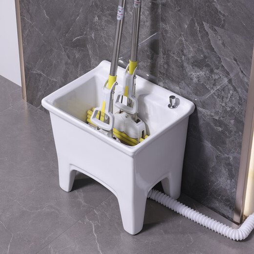 Lefit (lfte) bathroom ceramic mop pool balcony mop trough household Taiwan-controlled large, medium and small mop basin courtyard mop pool 927 Taiwan-controlled drain + faucet delivery to home