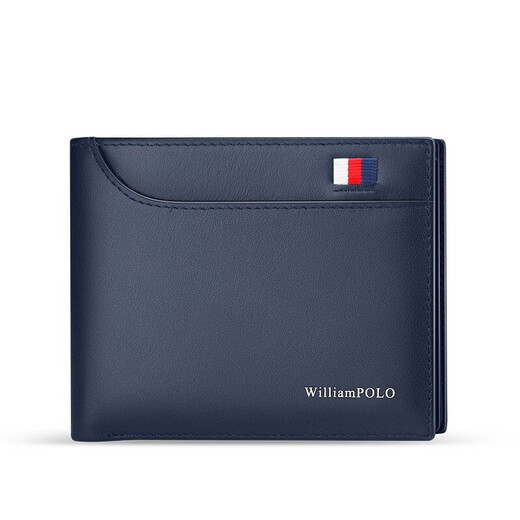 Williampolo Paul Wallet Herren Kuhläden Männer Brieftasche Kurzer Führerschein Brieftasche Wallet Wallet Vatertag Geschenke für Papa Blau