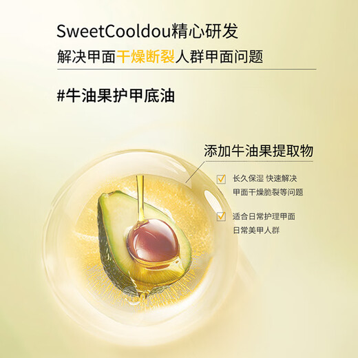 SweetCoolDou nail polish transparent nail polish no bake avocado nutritional base oil 12ml non-tearable bright nail polish quick drying