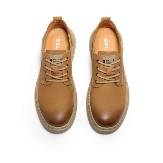 Belle Belle Group Chaussures Chaussures pour hommes 2024 Printemps Nouveau Cowhide rétro American Work Chaussures Lace Outdoor Casual Shoes Men's Yellow 40