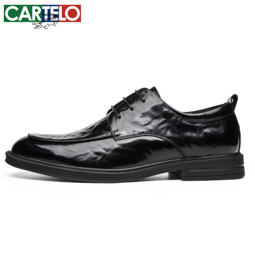 Cartelo Britische handkennzeichnende Layer-Layer Cowhide Herrenschuhe Business Casual Herren Lederschuhe Farbe Hochzeitsschuhe 9735 Schwarz 39