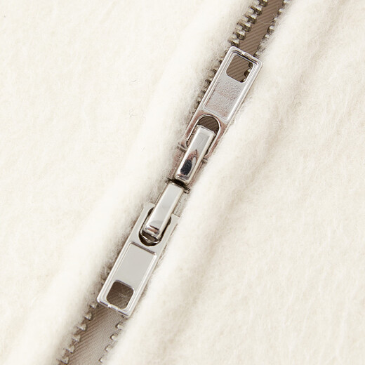 ELLE KIDS children's clothing knitted splicing large lapel woolen coat girls autumn and winter new double zipper mid-length coat white 165 (M)