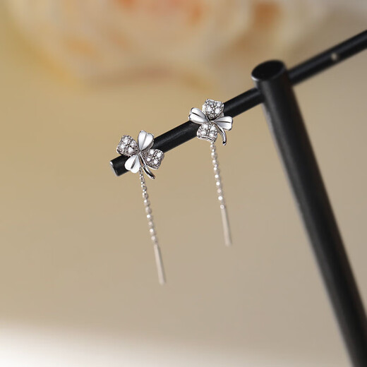 Xinshe pure s999 pure silver four-leaf clover earrings for women 2025 new trendy earrings, ear wires, earrings, ear piercing, not easy to be allergic, one pair + exquisite gift box