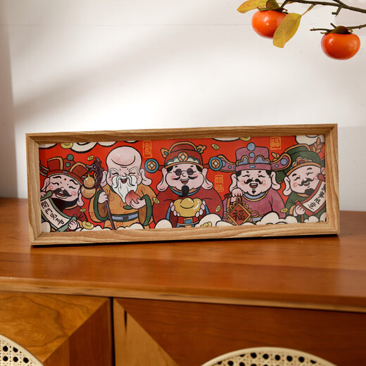 阡翌天地全神图挂画五路财神爷摆件家用入户装饰画木质挂墙画框桌面相 12625cm挂画五路财神到A款