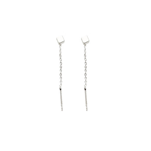 Youfang Square Tassel Earrings 2025 New Trendy Earrings for Females Niche Design No need to remove earrings when sleeping with pierced ears, silver, one pair