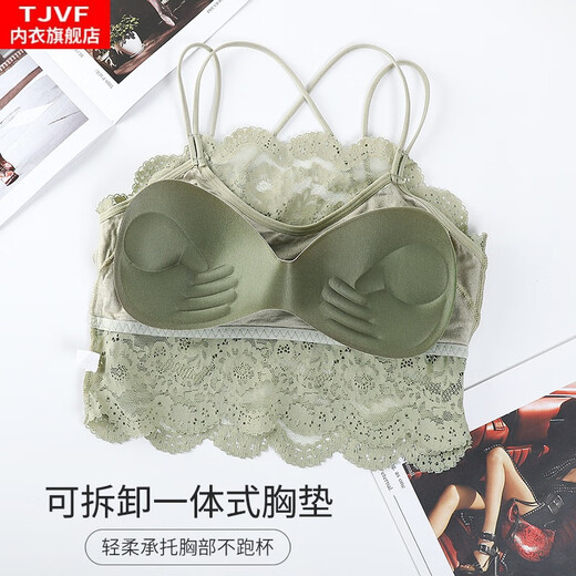 TJVF summer lace bra-wrapped tube top sexy beautiful back camisole for women without steel rings for outer wear and anti-exposure underwear for women Black 6656# XL 125-145Jin Jin is equal to 0.5 kg