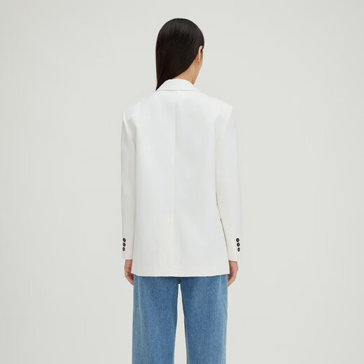 Broad Lapel Blazer Women's Casual Simple Top DDQ4XD5271 W10 White S