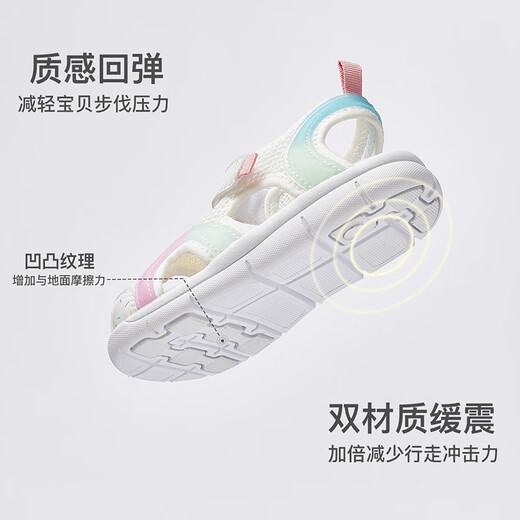 DAVE&BELLA boys' sandals, sports girls' shoes, children's baby shoes, toddler shoes, mesh breathable summer new children's shoes, white, in stock 24 (shoe inner length 15.4cm)