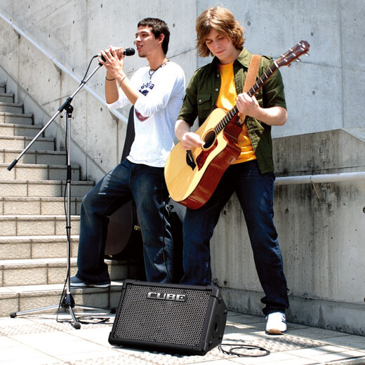 Roland speaker audio CUBE STREET EX guitar playing and singing outdoor live broadcast and internal recording portable roadshow stage performance EX + Shure 58S + double stand + bag + original battery