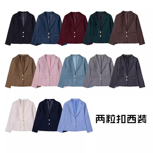 Luo Meijiang jk uniform blazer spring and autumn original style college style school supply sense short coat women's cardigan JK two-button black suit It is recommended to go up one size XL