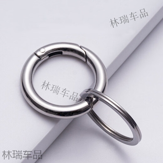 润华年汽车钥匙扣钥匙挂件 锌合金弹簧扣开口圈圆环汽车钥匙马蹄扣女 枪色【弹簧扣】3个装 【外径25mm】