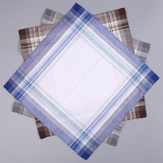 Zeluo men's classic antique style cotton sweat-absorbent handkerchief, affordable men's square handkerchief, pure cotton handkerchief, pure cotton sweat-wiping handkerchief 440A-2 [3 pack] about 39CMX39CM