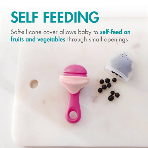 Boon silicone fruit and vegetable bites for babies, self-feeding food aid, refrigerated to relieve teething, 6 months and above